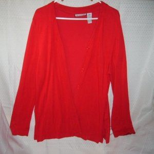 Lightweight Jacket L Red Knit Cardigan By Bice